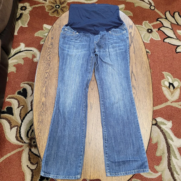 Liz Lange Denim - Liz Lange Maternity Full Panel Straight Leg Dark Wash Jeans Size Women's 8
